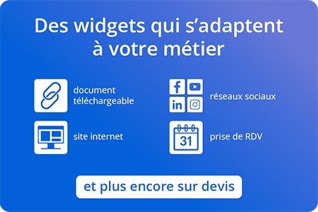 Widegts disponibles pour personnaliser le profil professionnel num&eacute;rique